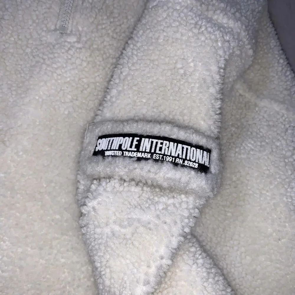 Vintage SOUTHPOLE Sweater Men Large White 1/4 Zip Pullover HipHop Y2K Sherpa 90s